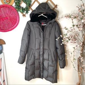 Gallery long brown puffer coat